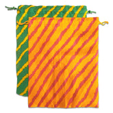 Kuber Industries Multiuses Lehriya Print Potli Bag for women With Drawstring Set of 2 (Yellow)
